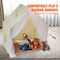 Beige Kids Yurt Tent, Indoor Outdoor Play Tent with Windows and Lamp